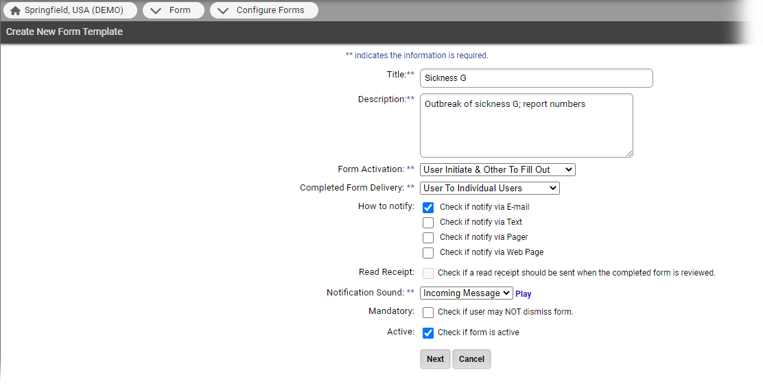EMResource Form Configuration Create a New Form Template